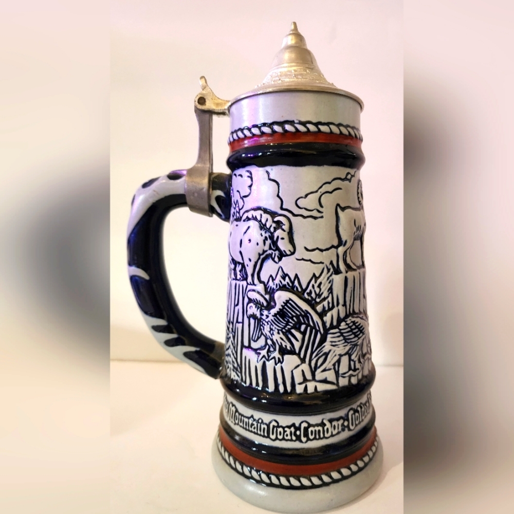 Vintage Avon Beer Stein with Pewter Lid 1977 Collectible Beer Stein